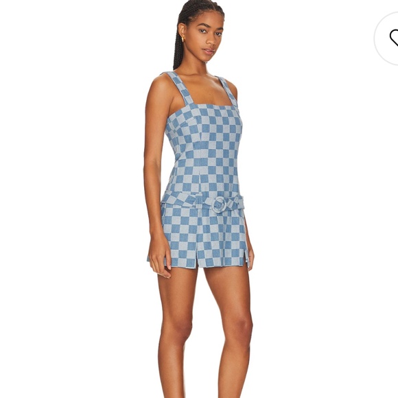 Rossi Romper in Checkerboard Denim - Picture 1 of 3